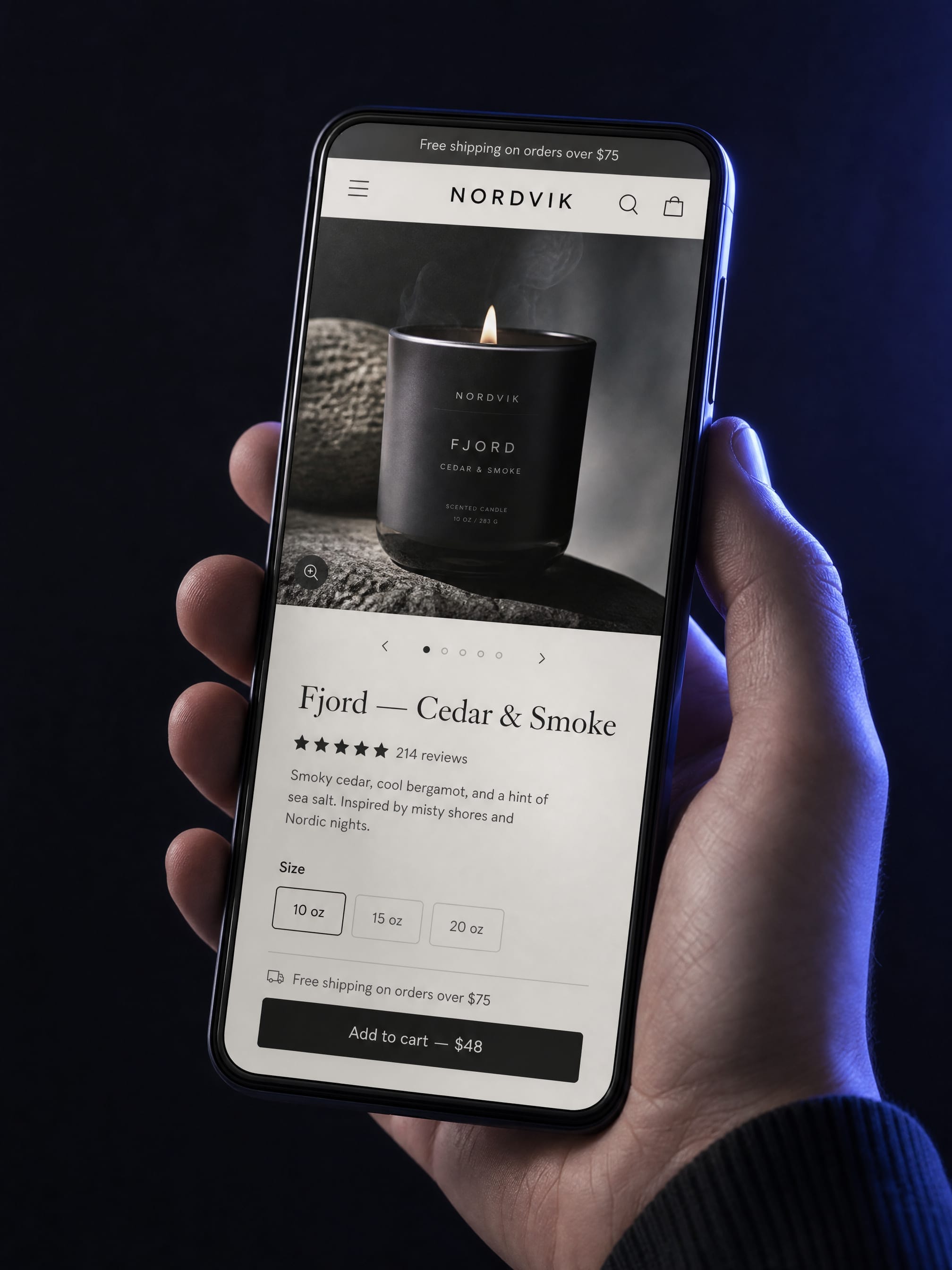 Nordvik mobile product page